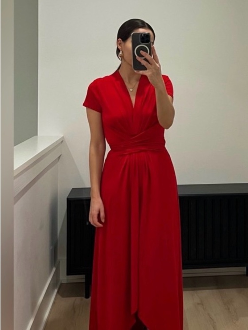 Michael Kors Red Wrap-Style Maxi Dress